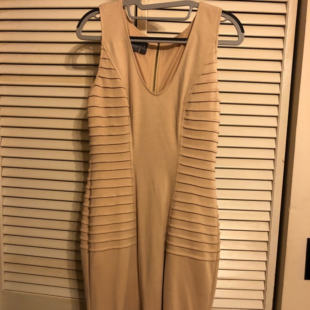 Tan Fitted Mini Dress